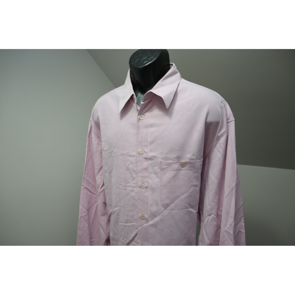 Ermenegildo Zegna Button Down Shirt Mens XLT Pink Twill Long Sleeve Italy EUC